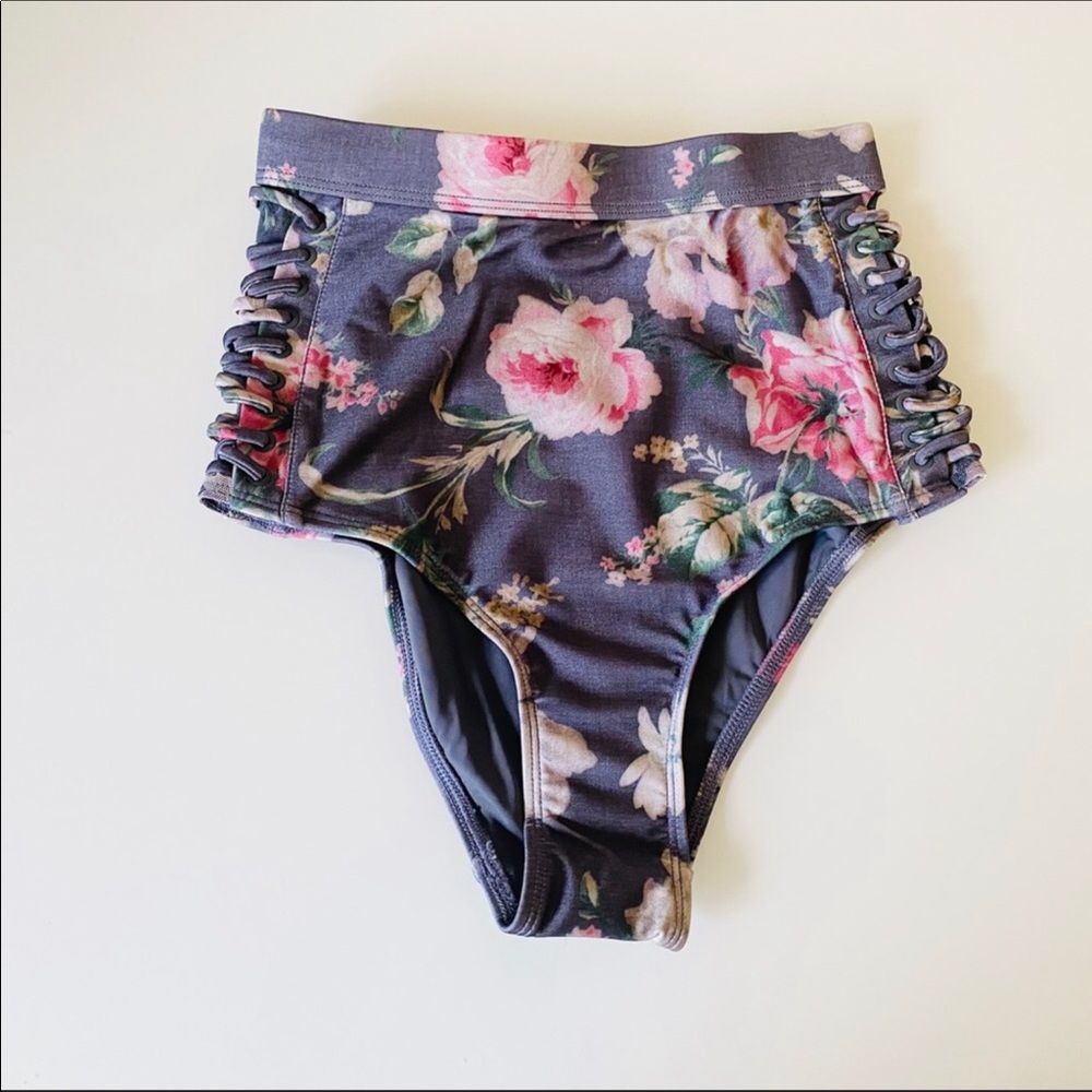 Zimmermann Iris Grey Floral High Waist Bikini 0/2 - Picture 5 of 12
